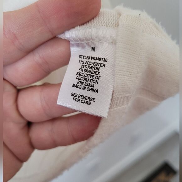 Adrienne Vittadini Cream Lightweight Sweater Semi Sheer Ribbed Old Money Medium - Picture 10 of 10